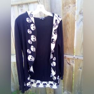 Vintage Hot Topic skull hooded cardigan